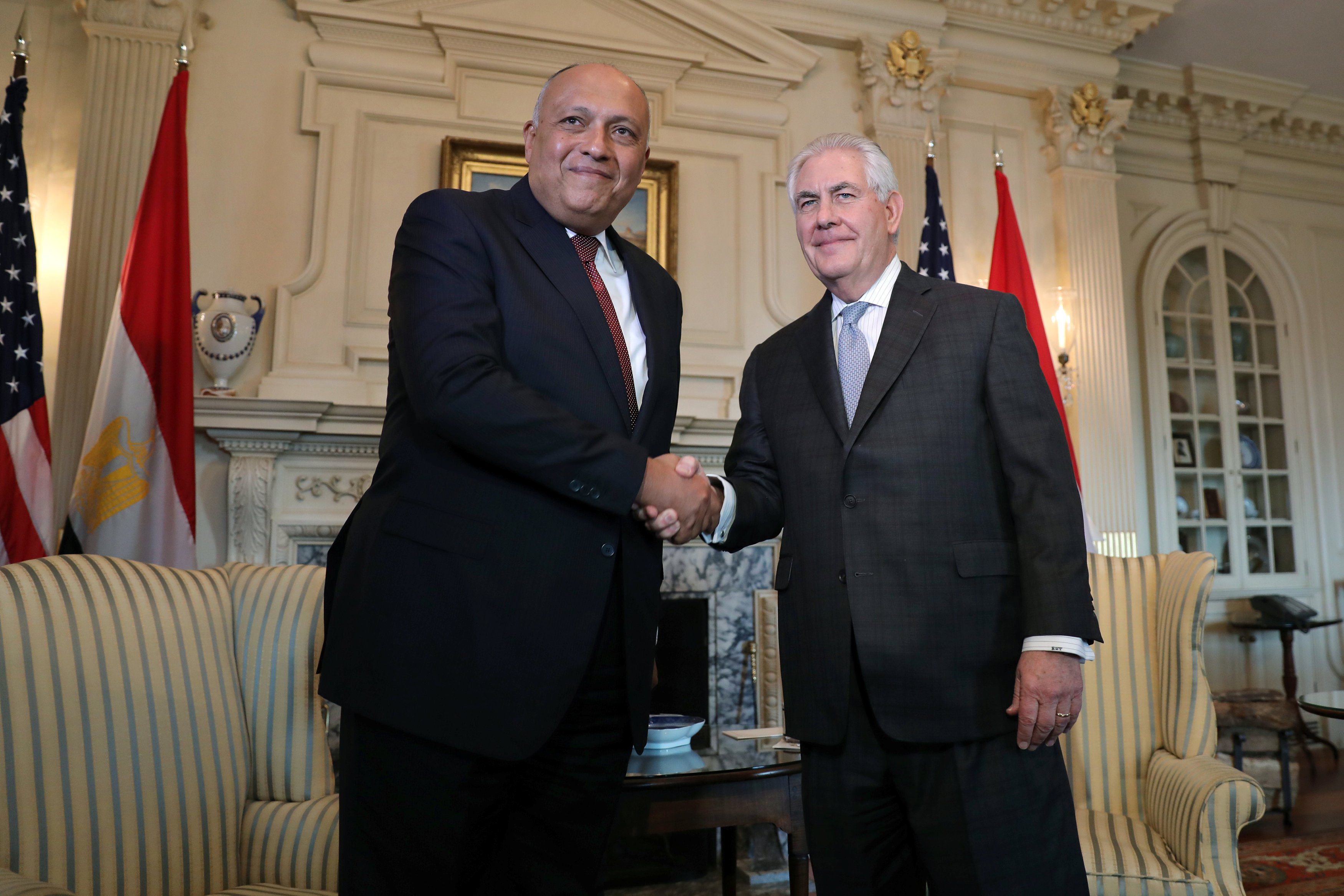 وزير الخارجية المصري سامح شكري يلتقي نظيره الأمريكي ريكس تيليرسون في واشنطن