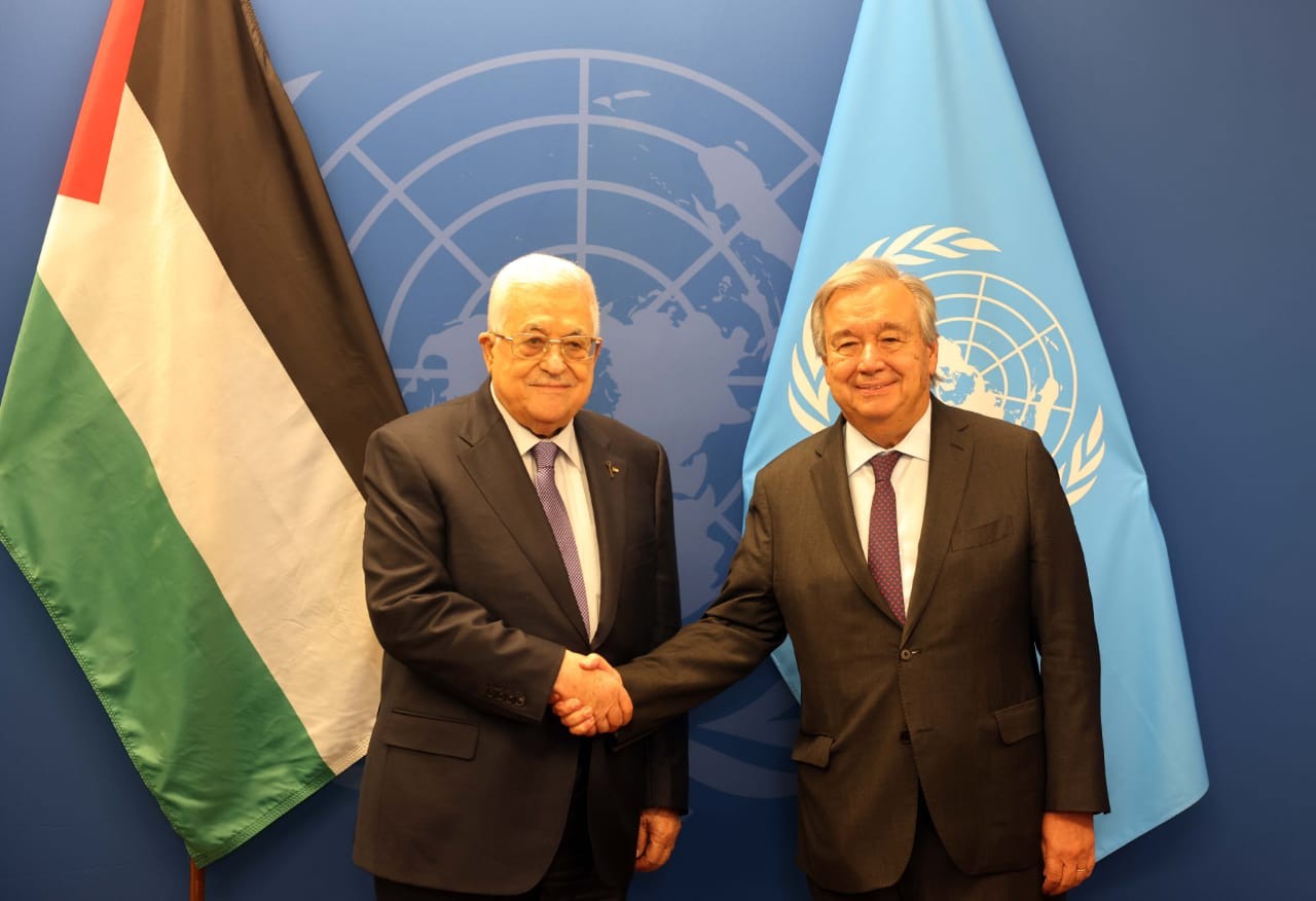 غوتيريش خلال إجتماعه مع الرئيس عباس : سأزور فلسطين نهاية أكتوبر القادم