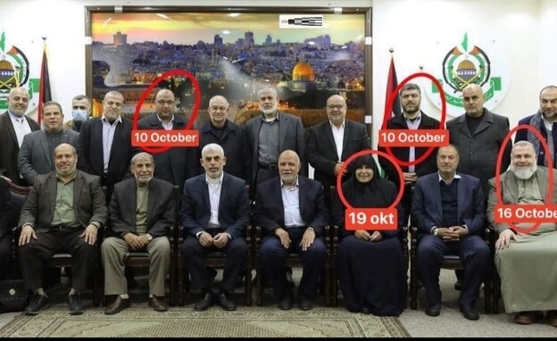 "القناة 12" تنشر صورة جماعية للمكتب السياسي لحماس وتشير للأعضاء الذين قتلهم الاحتلال
