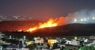 مستوطنون يشعلون النار في أراضٍ زراعية بالمغير قرب رام الله