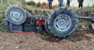 إصابة شاب وطفل اثر انقلاب جرار زراعي في بيت أمر شمال الخليل