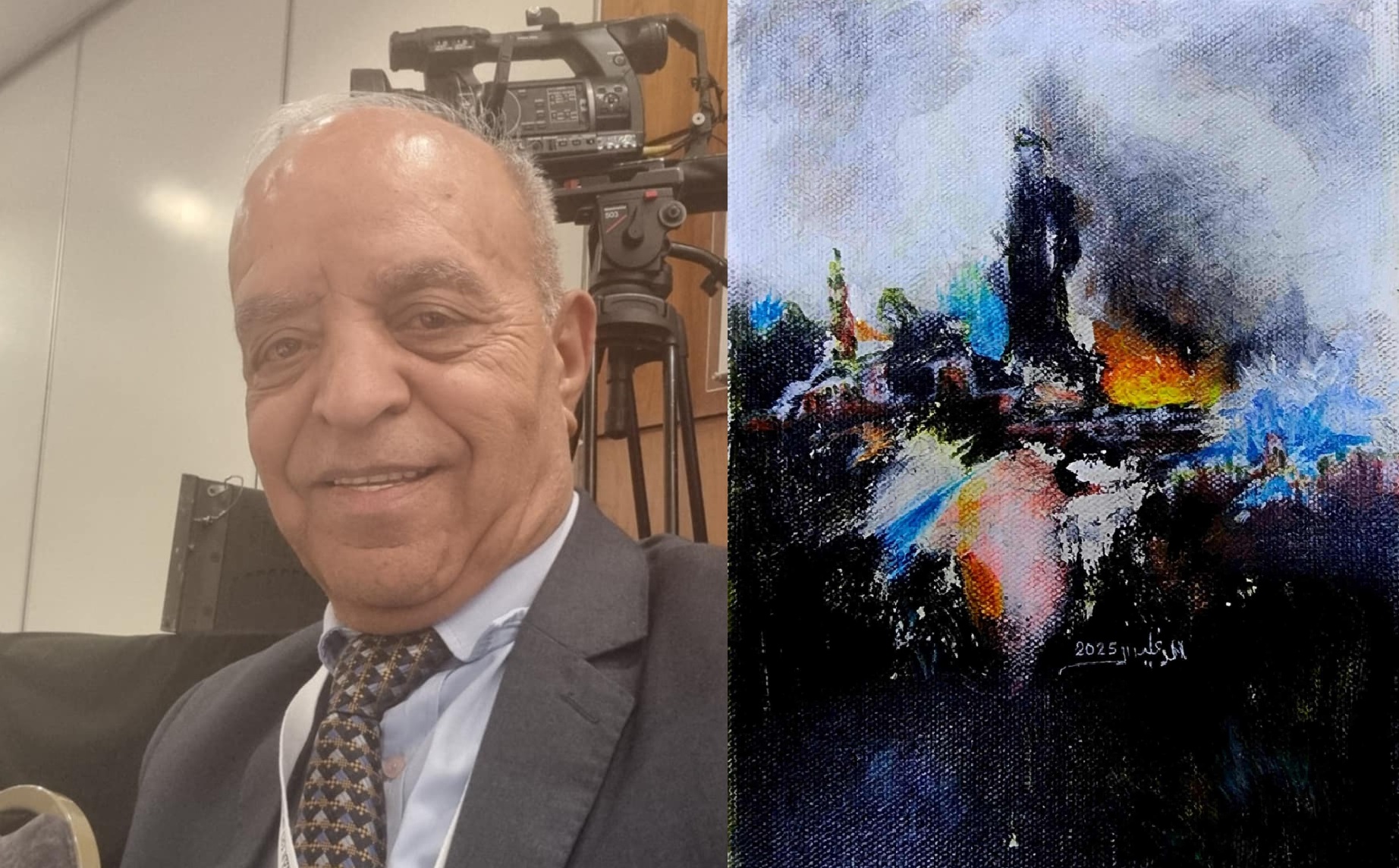 الرماد لا يطفئ الذاكرة ، لوحة الفنان ، محمد الدغليس ، كلمات : وليد العريض