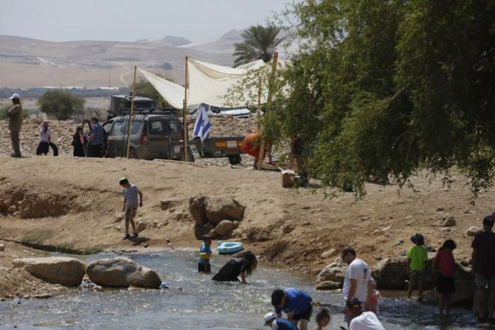 مستوطنون يقتحمون شلال العوجا شمال أريحا برفقة أغنامهم