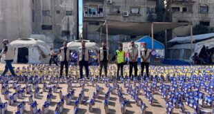 "فلسطين الخيرية" توزع أرزًا للنازحين شمال غزة بتمويل شيشاني