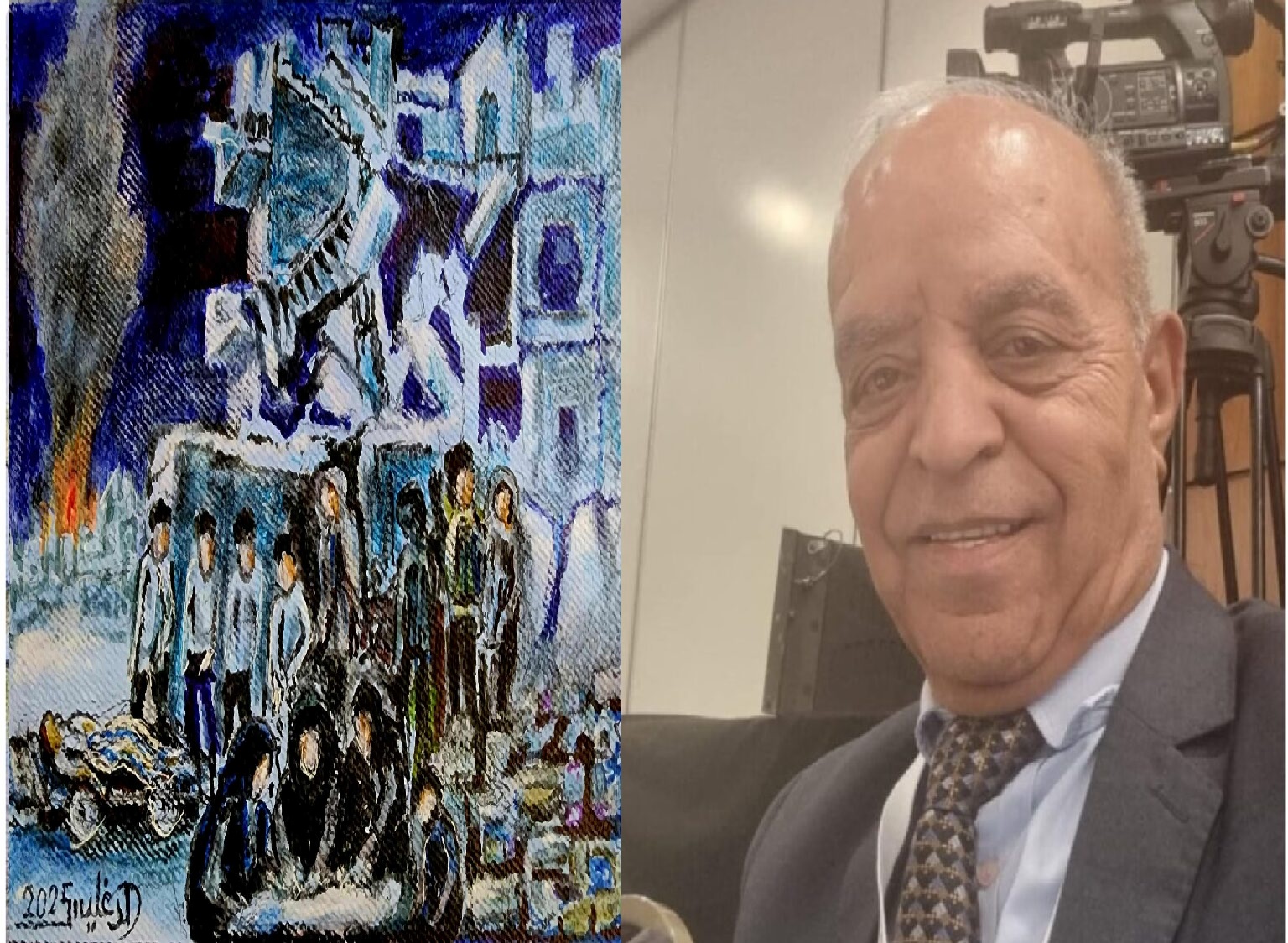 سبعة وسبعون عامًا… على رصيف الانتظار ، لوحة الفنان محمد الدغليس ، بقلم : د. وليد العريض