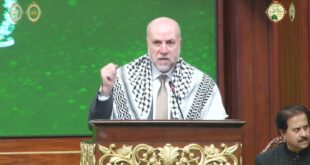 الهباش أمام مؤتمر جماهيري في باكستان: شعبنا لن يرحل عن أرضه وسيبقى صامدا فيها