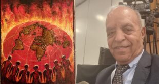 أيها الإنسان…. رفقا بالكوكب الجميل ، غزة…. الشاهد الأكبر على ظلمك ، لوحة الفنان محمد الدغليس ، بقلم : د. وليد العريض
