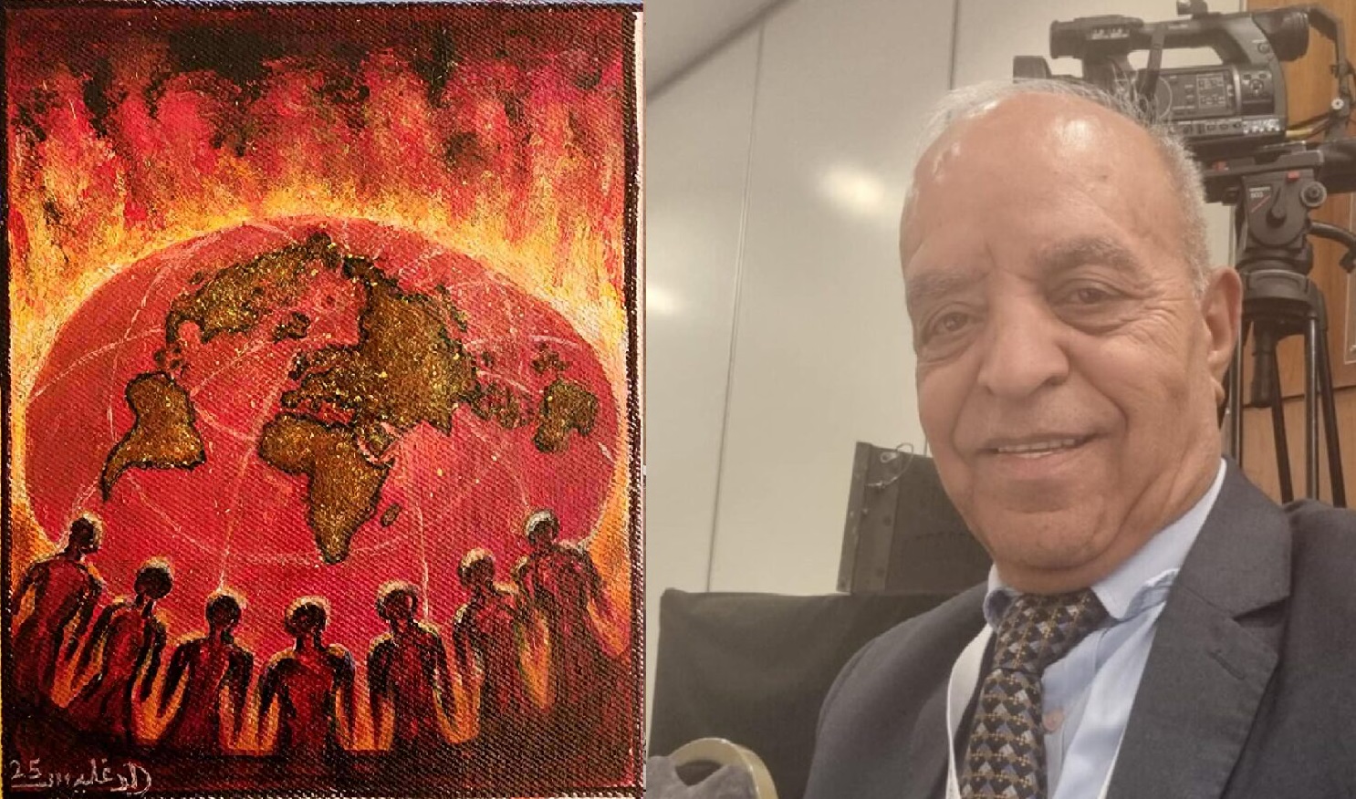 أيها الإنسان…. رفقا بالكوكب الجميل ، غزة…. الشاهد الأكبر على ظلمك ، لوحة الفنان محمد الدغليس ، بقلم : د. وليد العريض