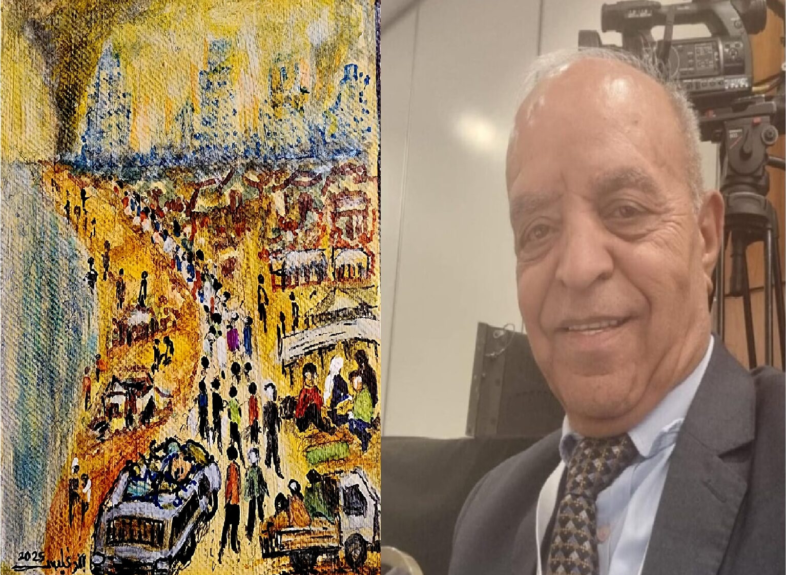 غزّة… الأرضُ التي لا تموت ، صرخةٌ في وجهِ الخيانة وصمتِ العالم ، لوحة الفنان محمد الدغليس ، بقلم : د. وليد العريض