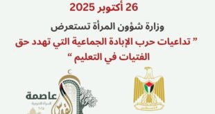 عشية اليوم الوطني للمرأة الفلسطينية : وزارة شؤون المرأة تصدر تقريراً تحليلياً شاملاً حول واقع التعليم للفتيات في فلسطين