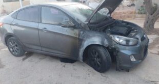 مستوطنون يحرقون مركبة ويخطون شعارات عنصرية في قرية جوريش جنوب نابلس