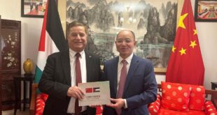 السفير جواد عواد يبحث مع السفير الصيني تسنغ جيشين سبل تعزيز العلاقات الثنائية بين الصين وفلسطين