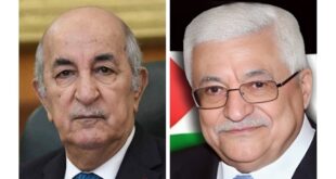 الرئيس الفلسطيني محمود عباس يهنئ نظيره الجزائري عبد المجيد تبون بعيد الثورة الجزائرية المجيدة