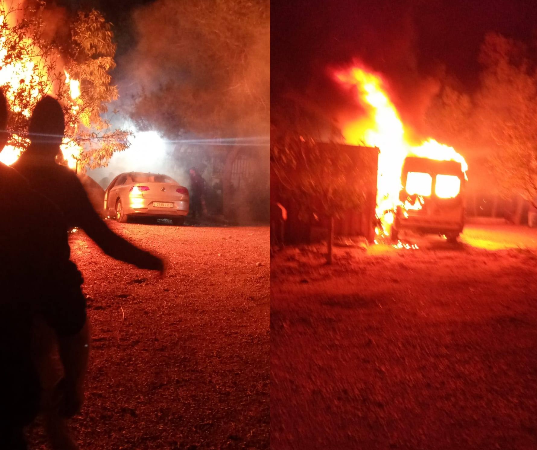 مستوطنون يحرقون 3 منازل و3 مركبات و"كرفانا" في الجبعة غرب بيت لحم