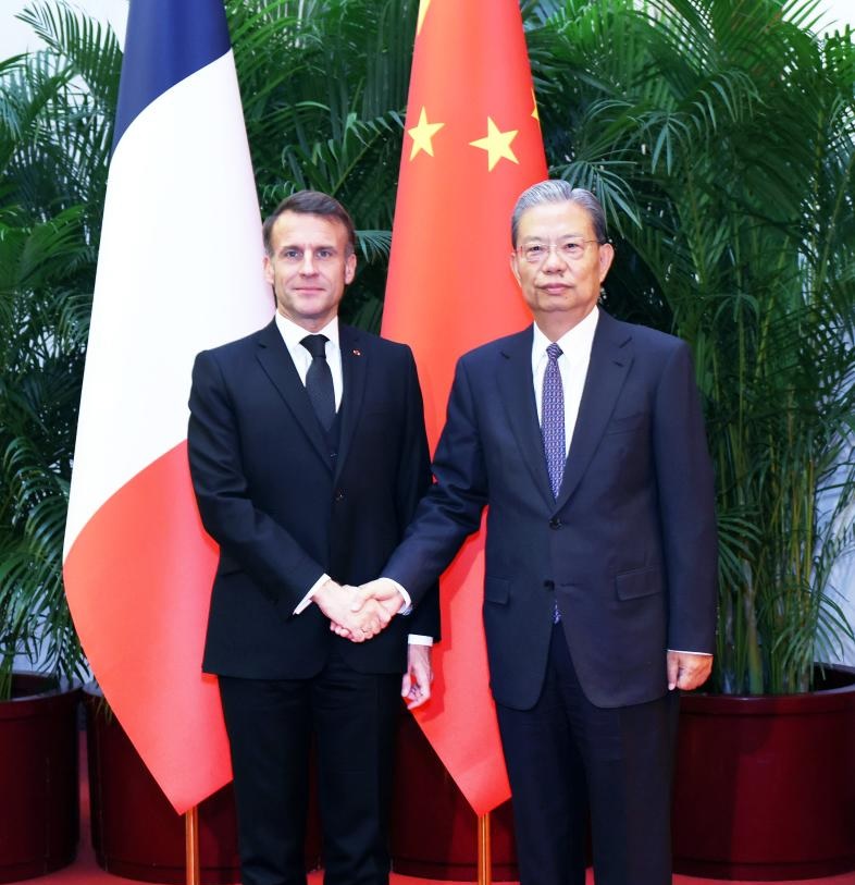كبير المشرعين الصينيين يلتقي الرئيس الفرنسي
