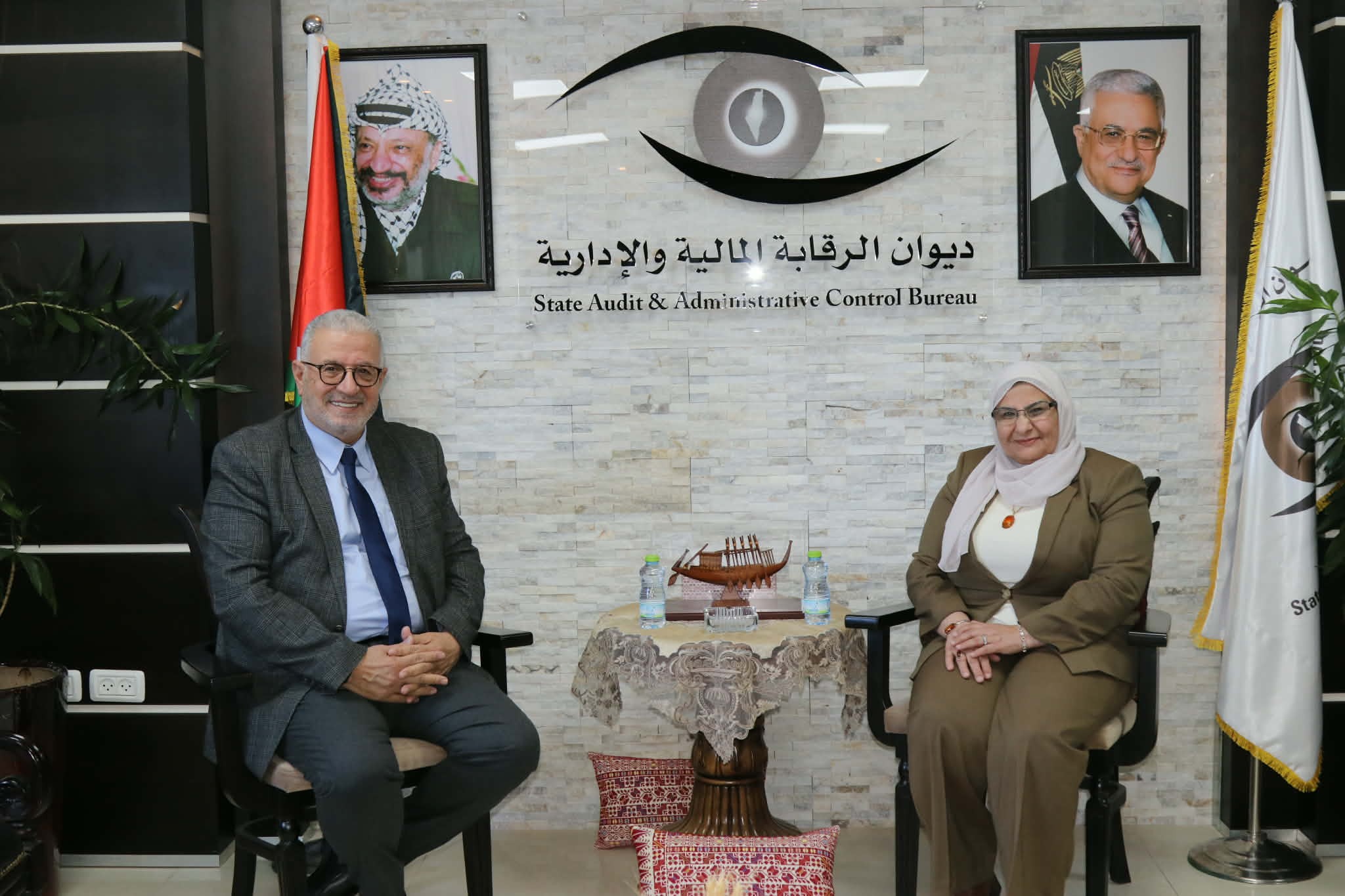 رئيس ديوان الرقابة الاستاذة أمل فرج تستقبل رئيس المحكمة الدستورية العليا