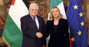 الرئيس محمود عباس يجتمع مع رئيسة وزراء إيطاليا