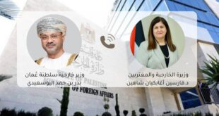 الوزيرة فارسين أغابكيان شاهين تتلقى اتصالًا هاتفيًا من وزير خارجية سلطنة عُمان