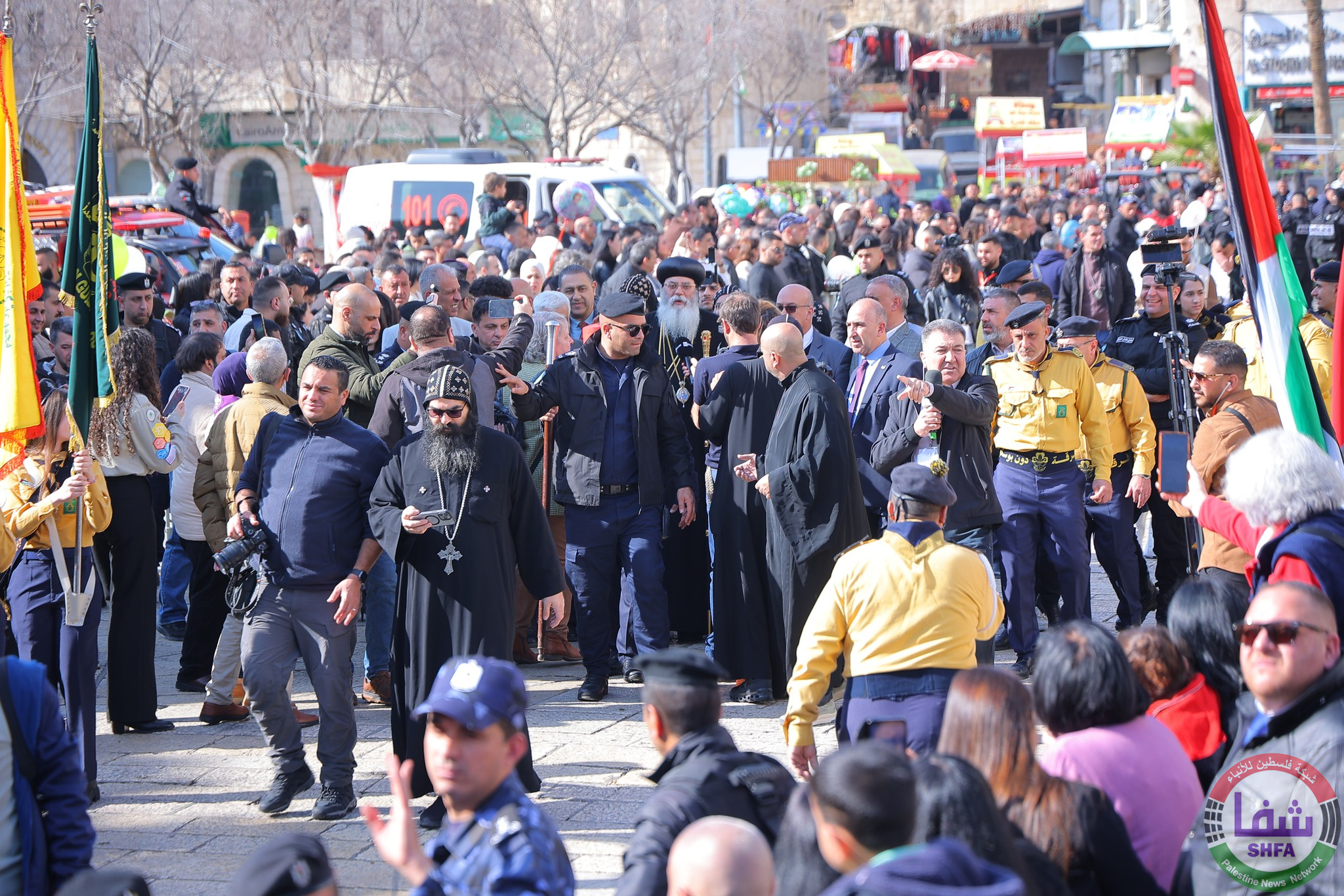 وصول بطريرك الروم الأرثوذكس ثيوفيلوس الثالث إلى بيت لحم للمشاركة في قداس منتصف الليل
