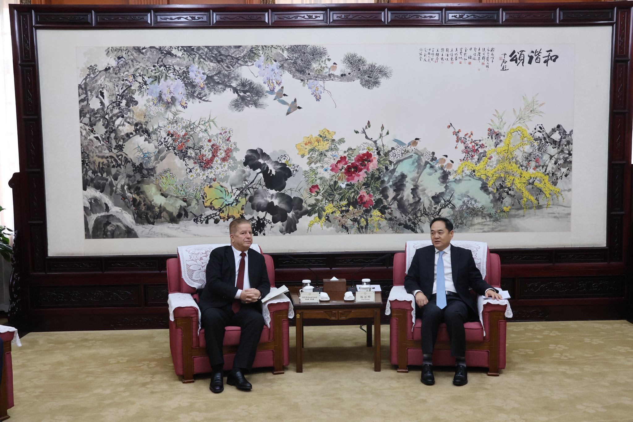 السفير عواد يبحث سبل التعاون مع رئيس جمعية الصداقة الصينية