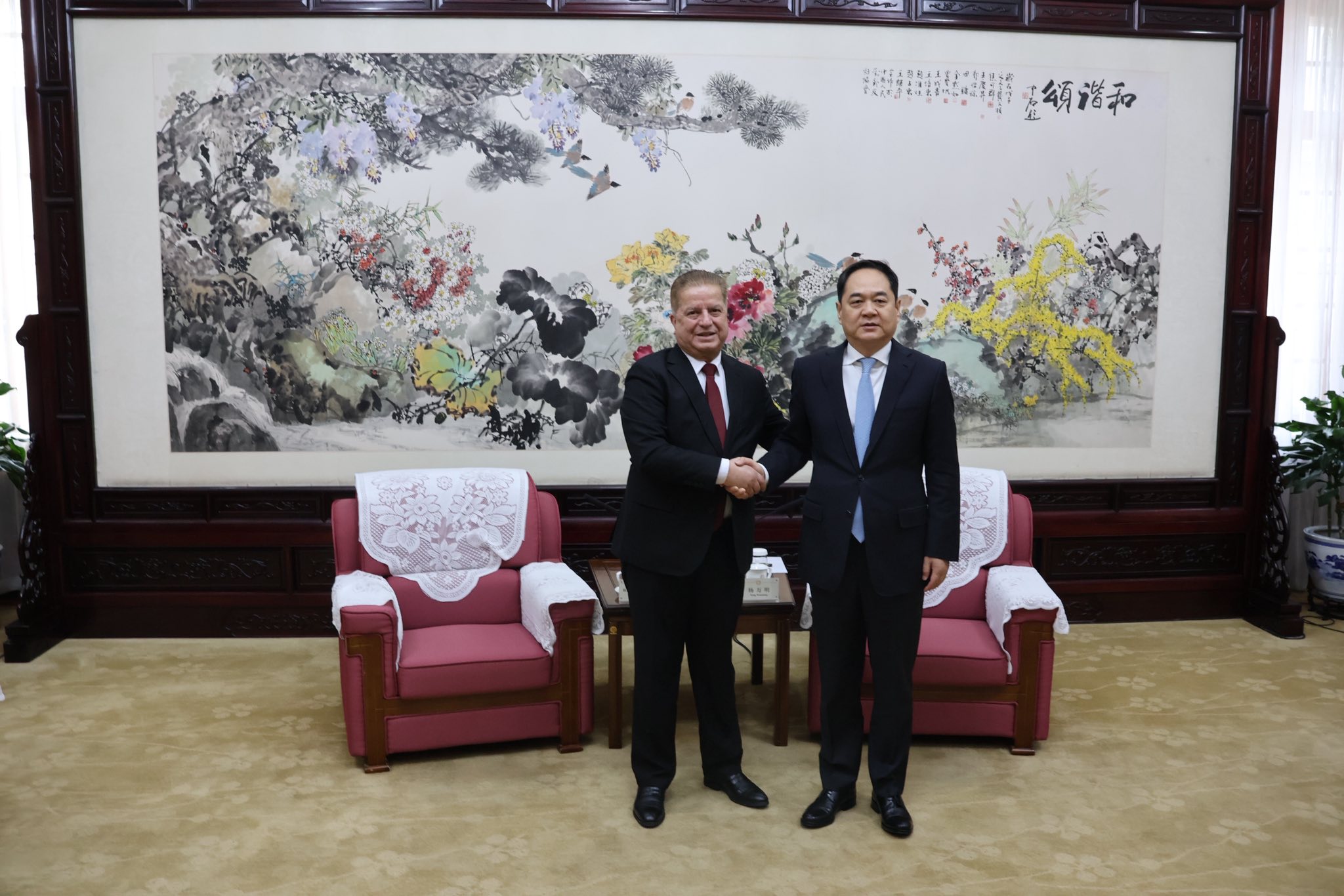 السفير عواد يبحث سبل التعاون مع رئيس جمعية الصداقة الصينية