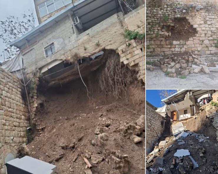 إخلاء ثلاث أسر من عائلة أبو صبيح بعد انهيار جزئي للمنازل نتيجة حفريات الاحتلال