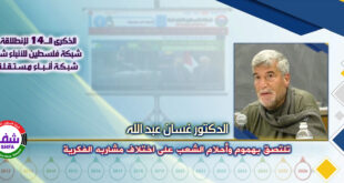 تلتصق بهموم وأحلام الشعب على اختلاف مشاربه الفكرية ، “ الدكتور غسان عبد الله ” يكتب في الذكرى الـ14 لانطلاقة “ وكالة شفا “