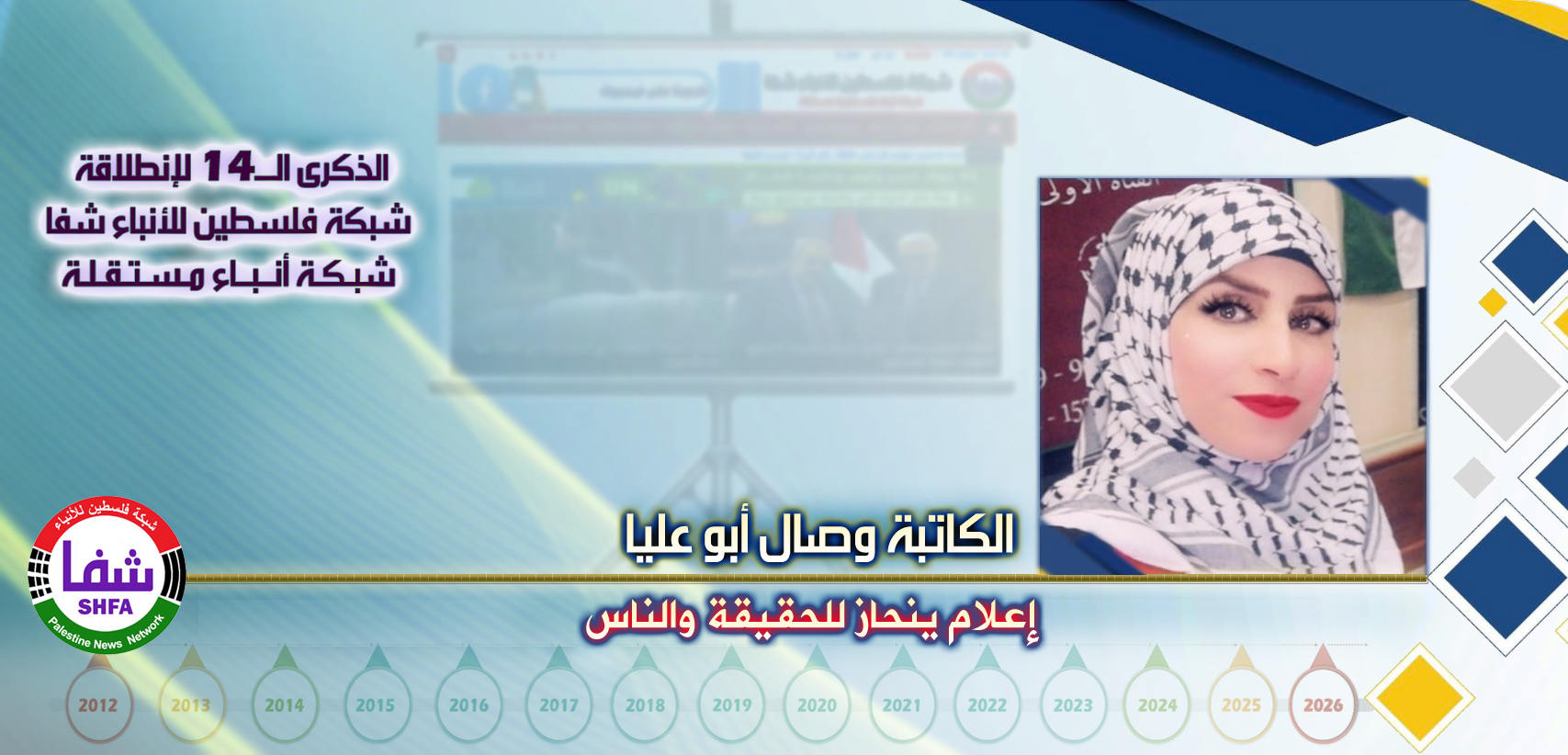 إعلام ينحاز للحقيقة والناس ، “ الكاتبة وصال أبو عليا ” تكتب في الذكرى الـ14 لانطلاقة “ وكالة شفا “