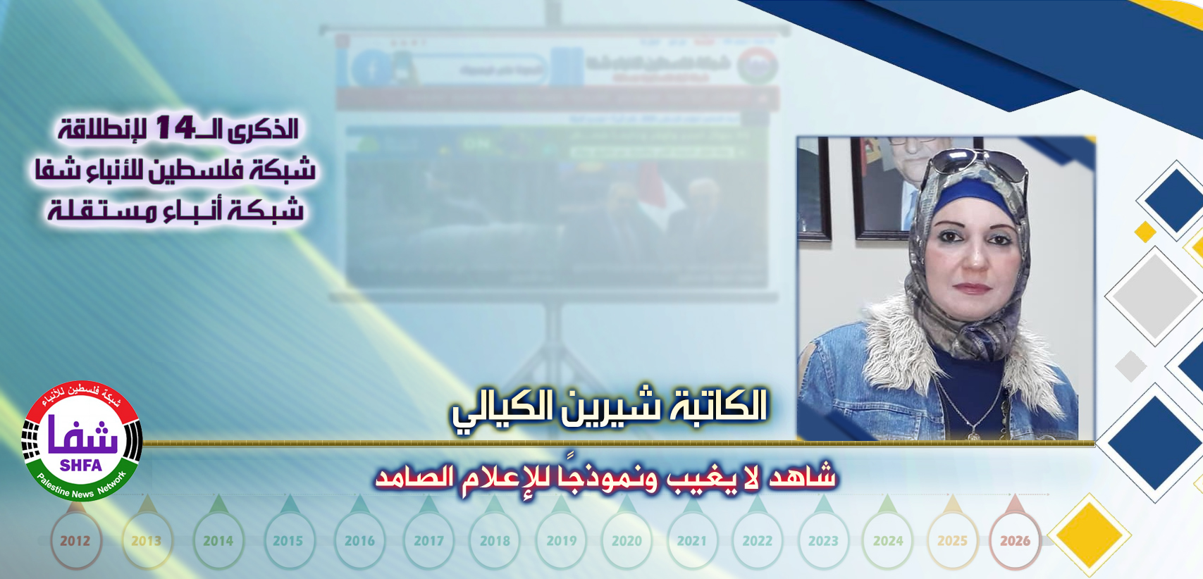 شاهد لا يغيب ونموذجًا للإعلام الصامد ، “ الكاتبة شيرين الكيالي ” تكتب في الذكرى الـ14 لانطلاقة “ وكالة شفا “