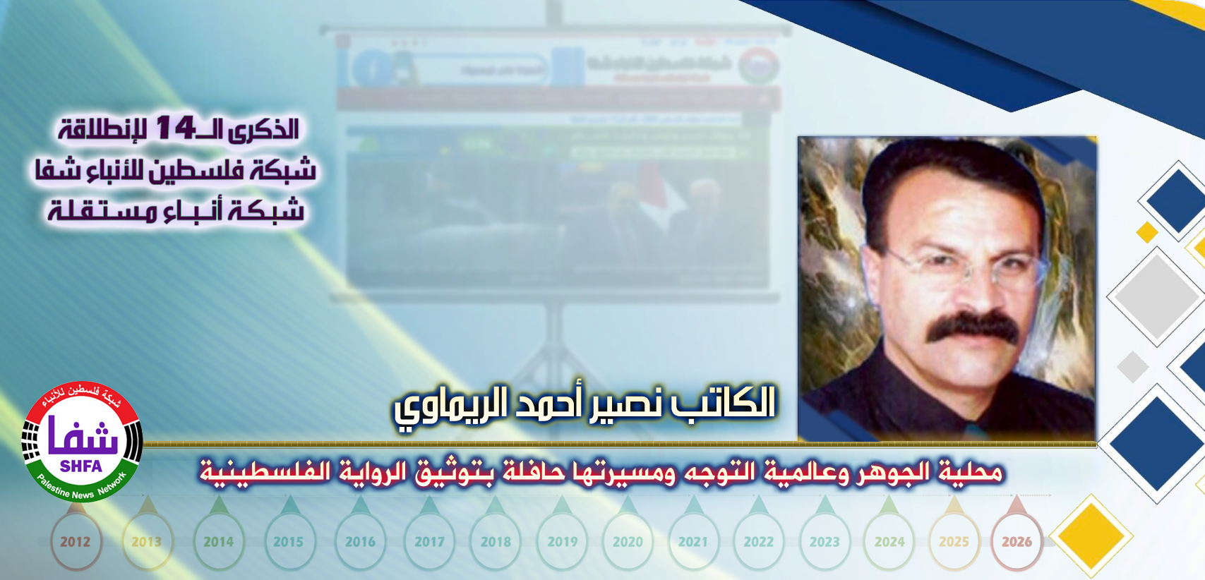 محلية الجوهر وعالمية التوجه ومسيرتها حافلة بتوثيق الرواية الفلسطينية ، “ الكاتب نصير أحمد الريماوي ” يكتب في الذكرى الـ14 لانطلاقة “ وكالة شفا “