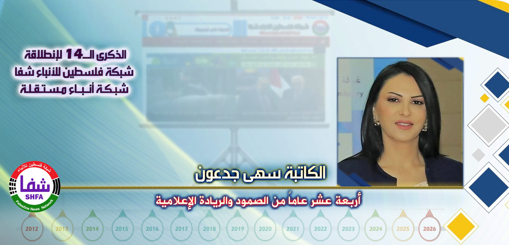 أربعة عشر عاماً من الصمود والريادة الإعلامية ، “ الكاتبة سهى جدعون ” تكتب في الذكرى الـ14 لانطلاقة “ وكالة شفا “
