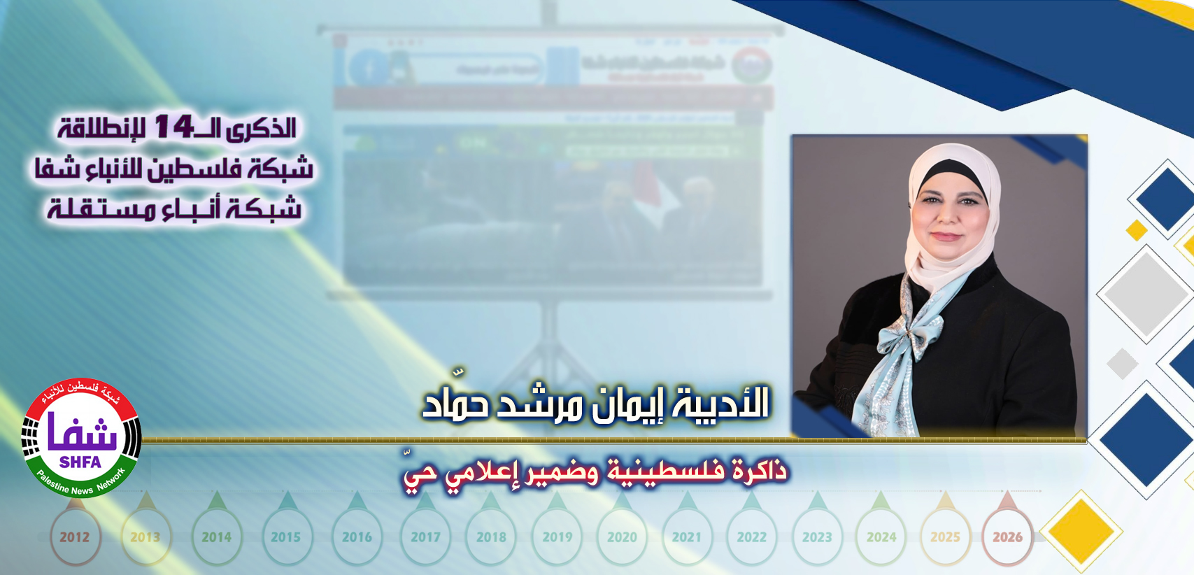 ذاكرة فلسطينية وضمير إعلامي حيّ ، “ الأديبة إيمان مرشد حمّاد ” تكتب في الذكرى الـ14 لانطلاقة “ وكالة شفا “