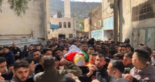 تشييع جثمان الشهيد محمد حنني إلى مثواه الأخير في بلدة فوريك شرق نابلس