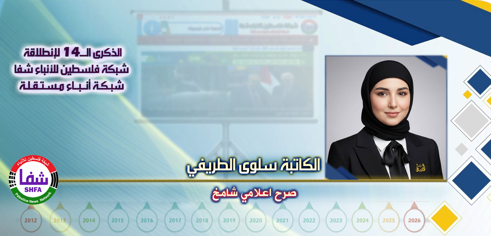 صرح اعلامي شامخ ، “ الكاتبة سلوى الطريفي ” تكتب في الذكرى الـ14 لانطلاقة “ وكالة شفا “