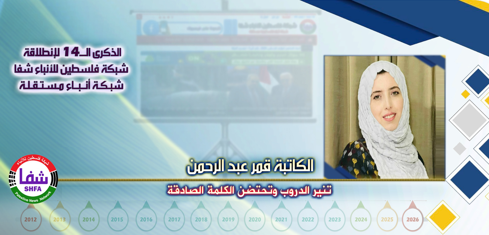 تنير الدروب وتحتضن الكلمة الصادقة ، “ الكاتبة قمر عبد الرحمن ” تكتب في الذكرى الـ14 لانطلاقة “ وكالة شفا “