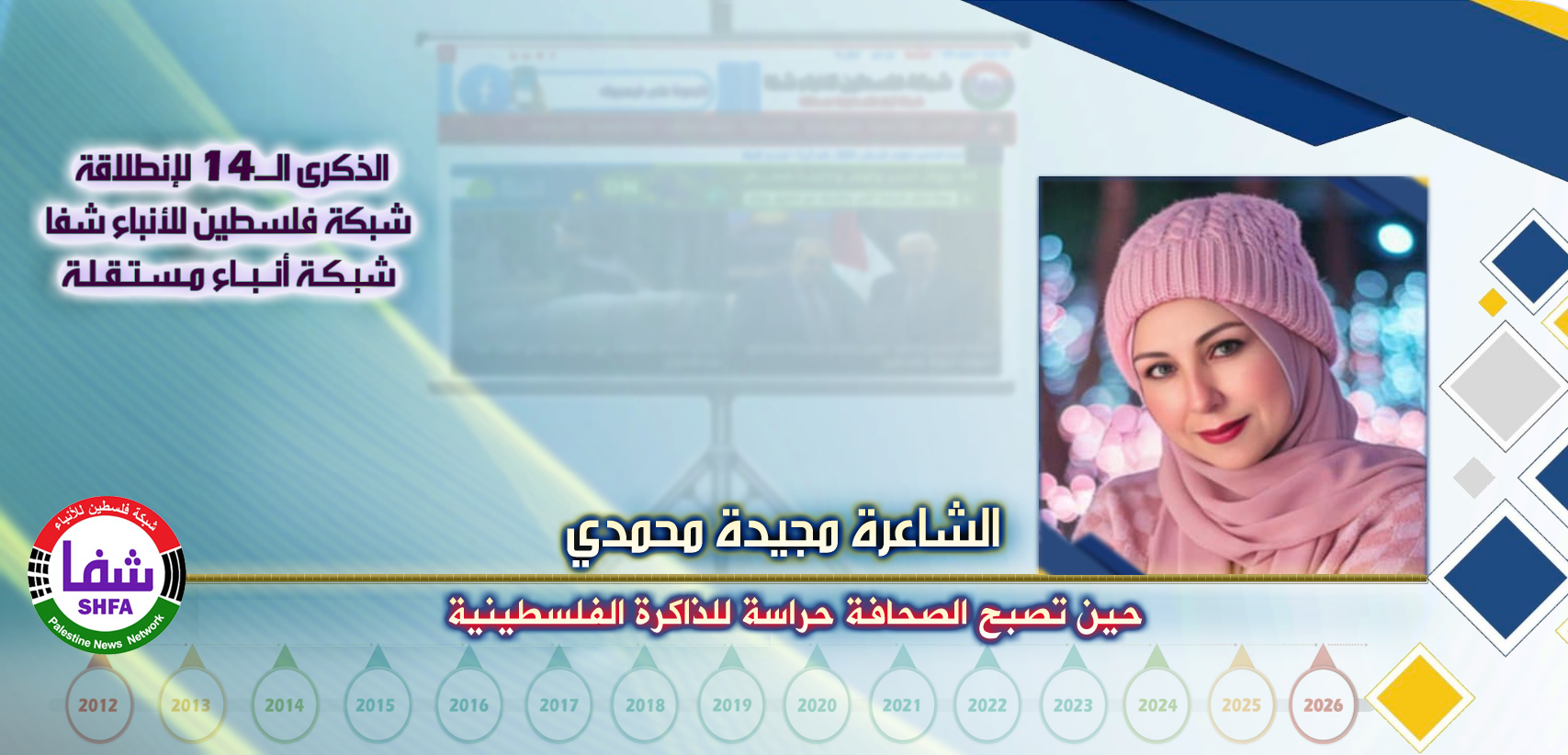 حين تصبح الصحافة حراسة للذاكرة الفلسطينية ، “ الشاعرة مجيدة محمدي ” تكتب في الذكرى الـ14 لانطلاقة “ وكالة شفا “