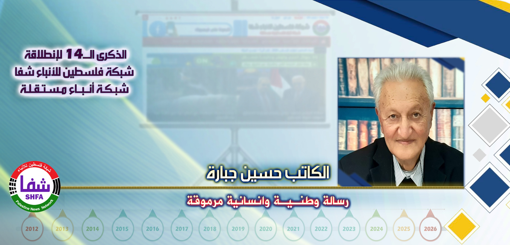رسالة وطنية وإنسانية مرموقة ، “ الكاتب حسين جبارة ” يكتب في الذكرى الـ14 لانطلاقة “ وكالة شفا “