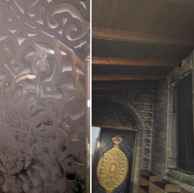 مستوطنون يحرقون مسجدا ويخطون شعارات عنصرية غرب نابلس 