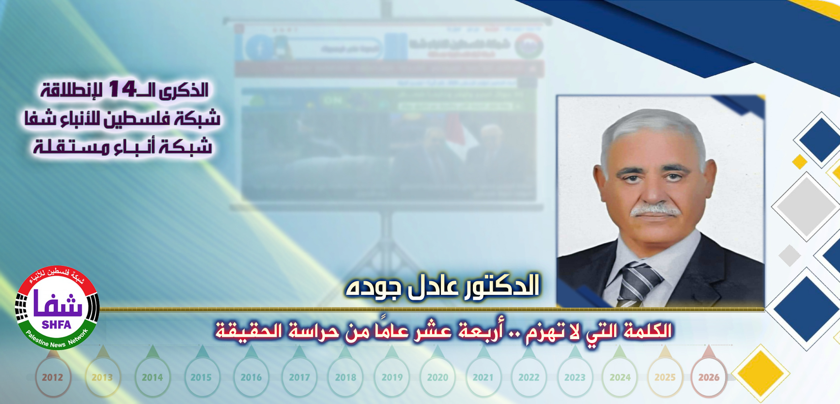 الكلمة التي لا تهزم .. أربعة عشر عامًا من حراسة الحقيقة ، “ الدكتور عادل جوده ” يكتب في الذكرى الـ14 لانطلاقة “ وكالة شفا “