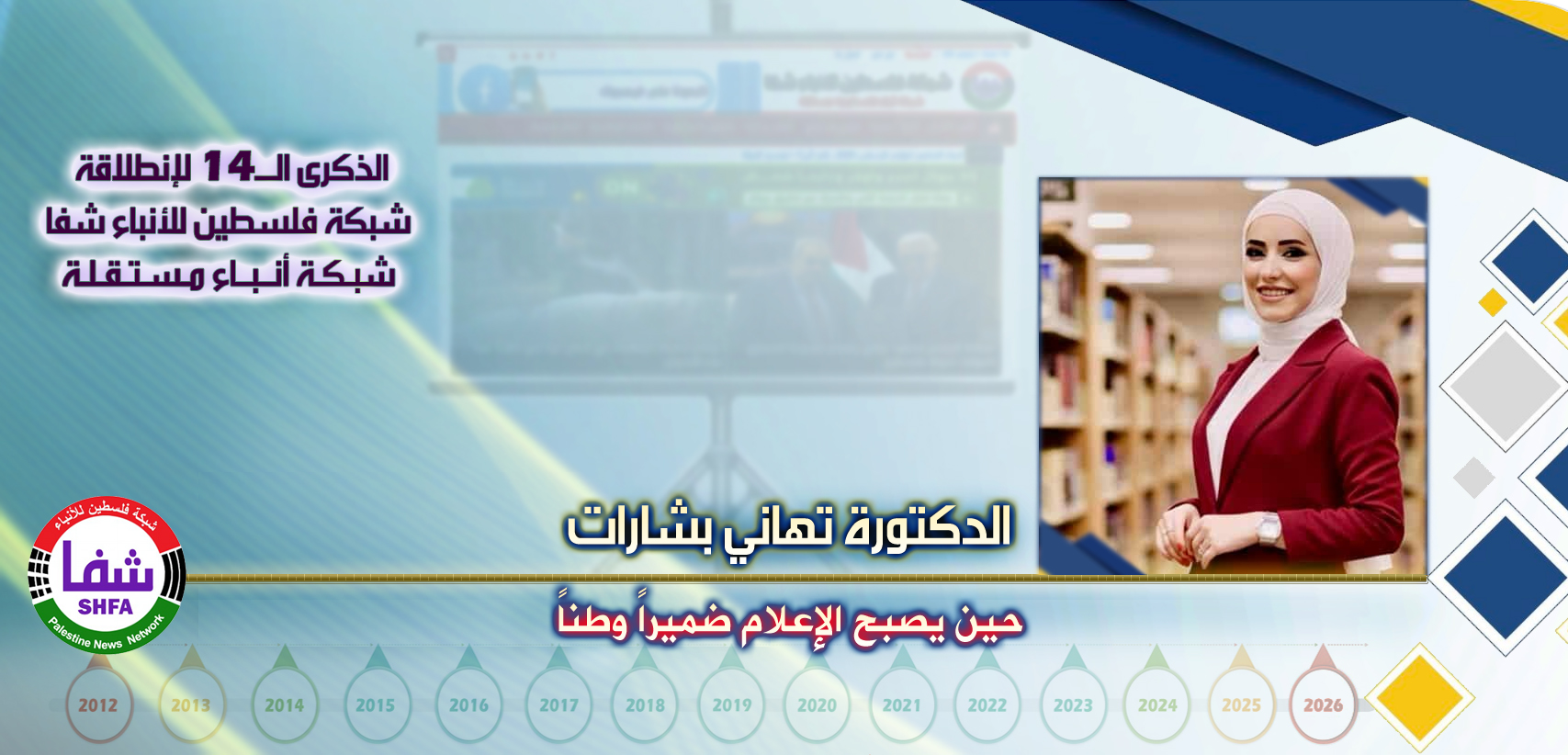 حين يصبح الإعلام ضميراً وطناً ، “ الدكتورة تهاني رفعت بشارات ” تكتب في الذكرى الـ14 لانطلاقة “ وكالة شفا “