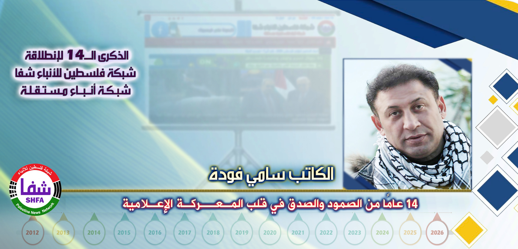 14 عامًا من الصمود والصدق في قلب المعركة الإعلامية ، “ الكاتب سامي فودة ” يكتب في الذكرى الـ14 لانطلاقة “ وكالة شفا “