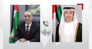 حسين الشيخ يتلقى اتصالا من وزير خارجية الامارات يعزيه بشهداء الشظايا الصاروخية في الخليل