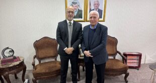 عزام الأحمد يستقبل ممثل جمهورية البرازيل لدى فلسطين ويطلعه على آخر التطورات