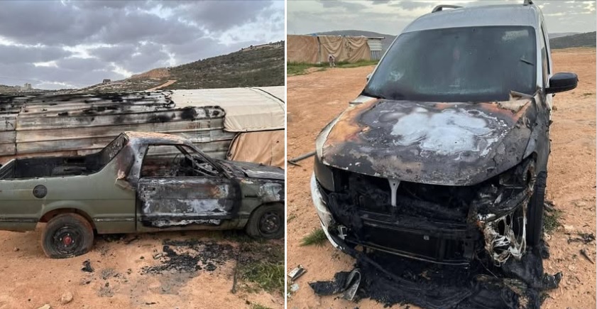 هجوم واسع للمستوطنين في اللبن الشرقية : إحراق منزل وخيام ومركبات والاعتداء على المواطنين