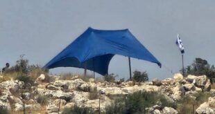 مستوطنون ينصبون خيمة على أراضي قرية دير أبو مشعل شمال غرب رام الله