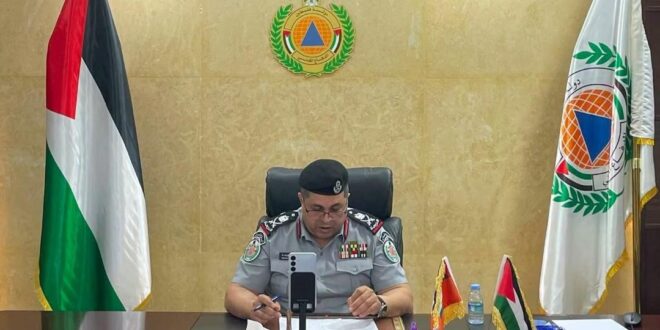 مدير عام الدفاع المدني اللواء أكرم ثوابتة يشارك في اجتماع حول الحماية المدنية وإدارة مخاطر الكوارث