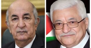الرئيس محمود عباس يعزي الرئيس الجزائري عبد المجيد تبون والشعب الجزائري الشقيق بضحايا حادث انقلاب حافلة ويعرب عن تضامنه والشعب الفلسطيني