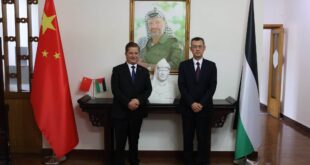 السفير جواد عواد يبحث مع سفير الصين الجديد لدى فلسطين سون جن تعزيز العلاقات الثنائية