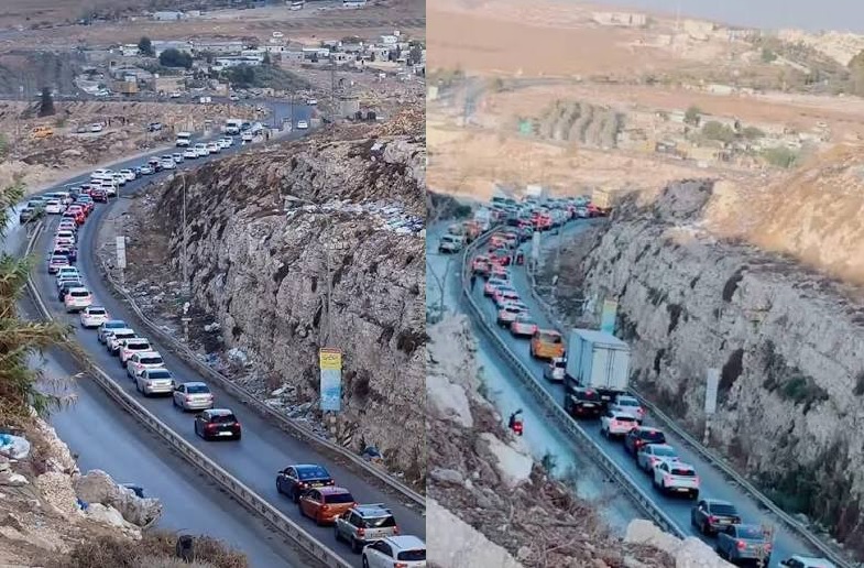 أزمة مرورية خانقة على مداخل رام الله وضواحي القدس جراء إغلاق الحواجز
