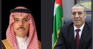 حسين الشيخ يبحث آخر التطورات مع وزير الخارجية السعودي فيصل بن فرحان